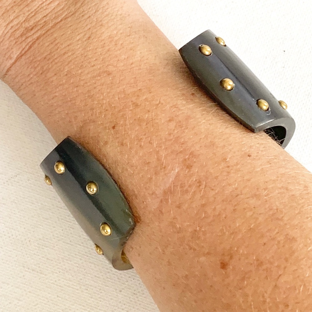 Studded Tortoise Shell Cuff - Picture 3 of 7